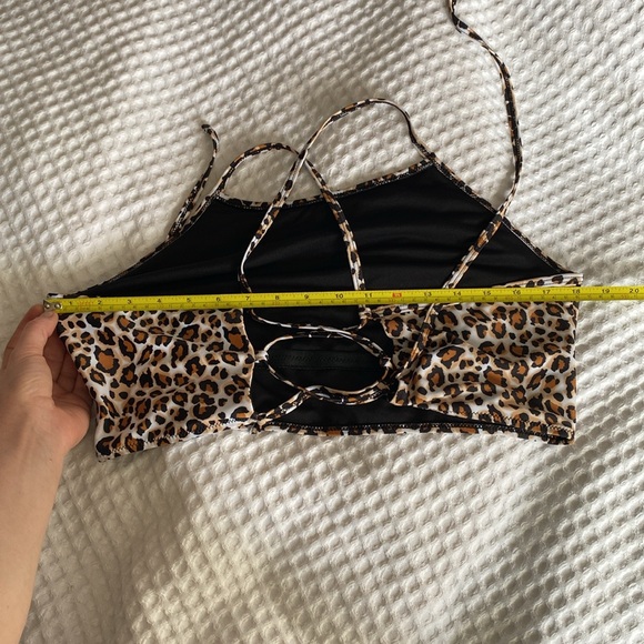 *BOGO Zaful leopard print high neck cross back bikini swimsuit top women’s XL - Picture 4 of 5